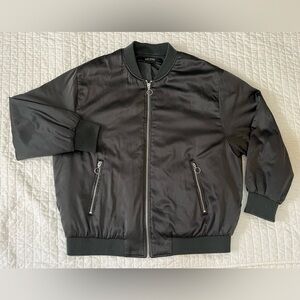 ZARA BASIC Collection Women Satin Army Green Bomber Jacket - Medium